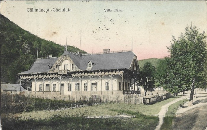 CP727N Călimănești-Căciulata, Villa Elena, Editura Frații Nicolantin, R&acirc;mnicu V&acirc;lcea, carte poștală circulată Călimănești &ndash; Ploiești, 1909