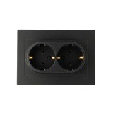 Priza dubla incastrata, 16A, 250V, SCHUKO EXEN negru / 200-141403-245