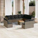 Gossi set mobilier de gradina cu perne, 13 piese, gri, poliratan