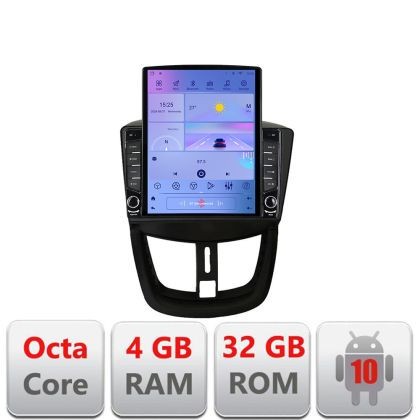 Navigatie Peugeot 207 G-PE01 ecran tip TESLA 9.7&quot; cu Android Radio Bluetooth Internet GPS WIFI 4+32GB DSP 4G Octa Core CarStore Technology