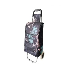 Carucior pentru piata pliabil, 34 x 28 x 96 cm, maxim 30 de kg, Negru/Roz