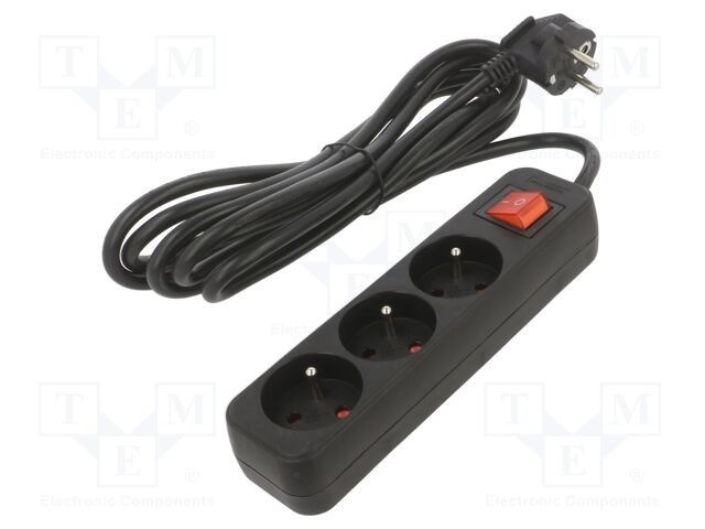 Prelungitor alimentare LANBERG 3 prize 3m 10A negru