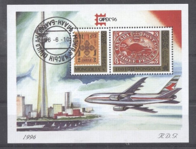 Mongolia 1996 Aviation, Capex&amp;#039;96, perf. sheet, used T.369 foto