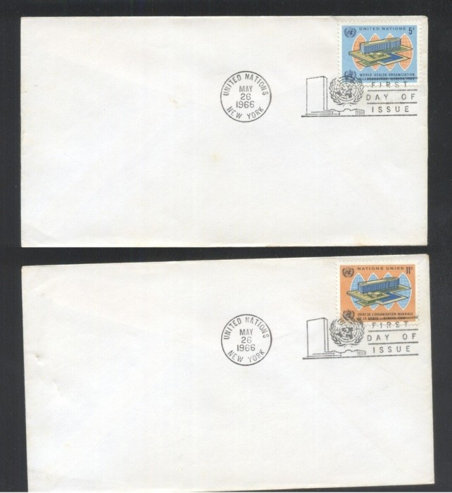 UN New York 1966 New WHO building Mi.166-167 FDC UN.128