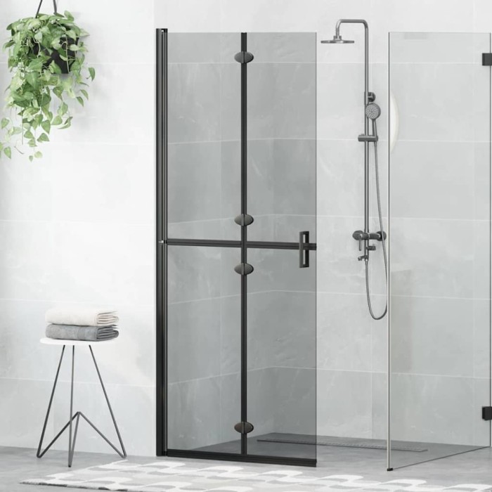 Perete de duș Walk-in Negru și transparent &icirc;nchis 80 x 190 cm