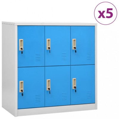 vidaXL Dulapuri vestiar 5 buc. gri deschis/albastru 90x45x92,5 cm oțel 3095236 foto