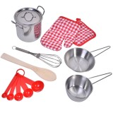 Set Vase Bucătărie Copii CMCLASS 9 Piese Multicolor din Metal, Plastic, Textil pentru Joacă