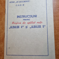 manual de istructiunii pt masina de spalat rufe albalux 4 si 5 cugir - 1963