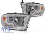 Kit de faruri de tuning cu lumini LED potrivit pentru Dodge Ram 2009-2018 cu baza cromata, stanga si dreapta Performance AutoTuning