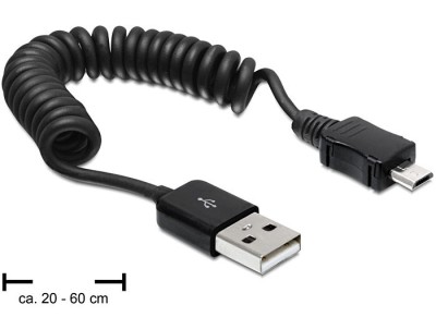 CABLU USB 2.0-A-TATA &amp;gt; MICRO-USB-B-TATA, SPIRALAT 83162 DELOCK foto