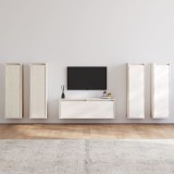 VidaXL Comode TV, 5 buc., alb, lemn masiv de pin