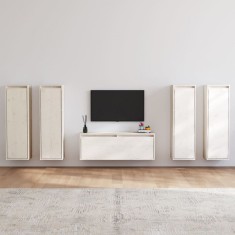 Gossi comode tv, 5 buc., alb, lemn masiv de pin