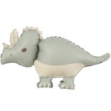 Balon din Folie Metalizata, Cyrax, Figurina Animata, Model Dinozaur, 69 x 40 cm, Ambalaj Individual, Pai Inclus, Umflare cu Aer sau Heliu, Gri