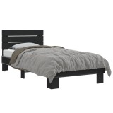 Gossi cadru de pat, negru, 90x200 cm, lemn prelucrat si metal