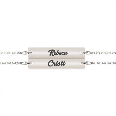 Chris - Set bratari personalizate tablita cu nume pentru cuplu din argint 925 foto