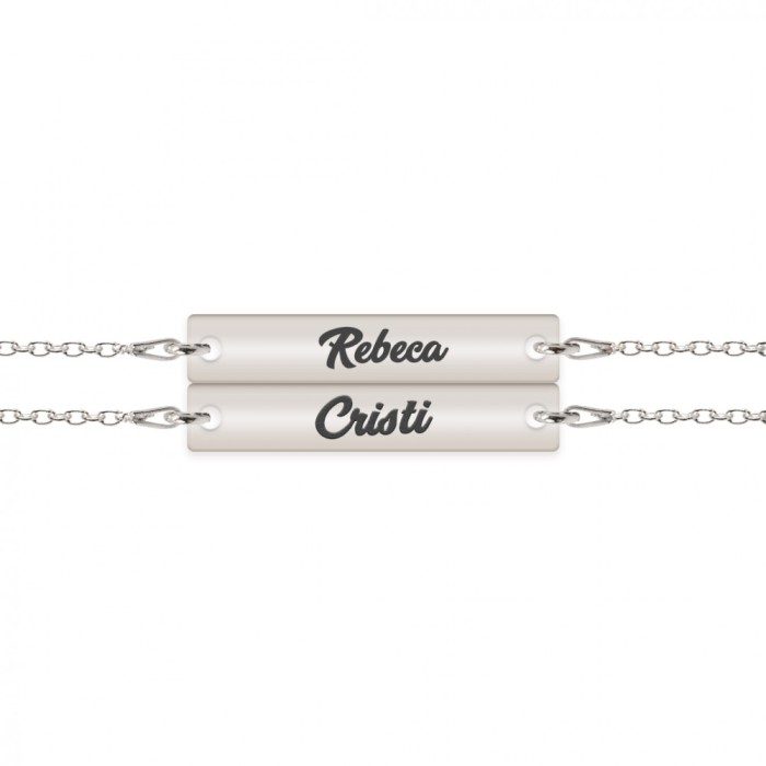 Chris - Set bratari personalizate tablita cu nume pentru cuplu din argint 925