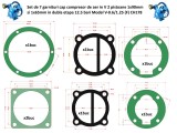 Cumpara ieftin Set garnituri cap compresor de aer in V 2 pistoane 1x90mm si 1x65mm in dubla etapa 12.5 bari Model V-0.6/1.25 (F) CH178