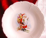 FARFURIE FRUCTIERA PORTELAN HUTSCHENREUTHER BAVARIA ANUL 1996 DECOR DE IARNA CU MOS CRACIUN 26 CM