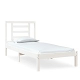 Cumpara ieftin Cadru de pat mic single, alb, 75x190 cm, lemn masiv