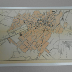 Harta orasului Cernauti, 1920, 35x21 cm, Drotleff Sibiu, limba franceza, superba