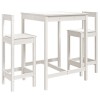 Set bar de gradina, 3 piese, alb, lemn masiv de pin