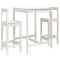Set bar de gradina, 3 piese, alb, lemn masiv de pin