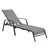 Sezlong plaja, Grandio Mob Samara, spatar reglabil, structura otel, gri, 193.5 x 66.5 x 29.5 / 96 cm