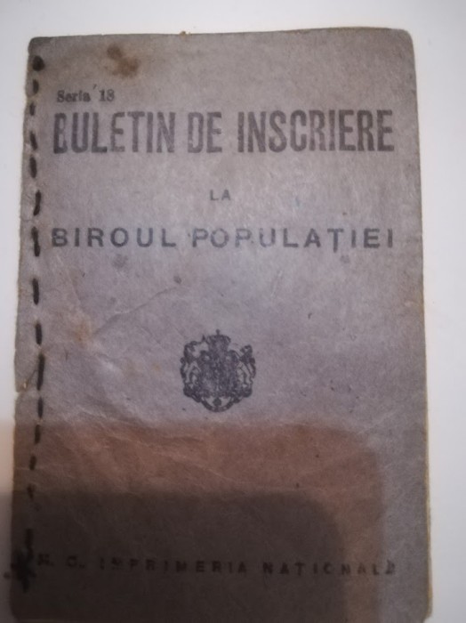 1948.Buletin de identitate, RPR, Primăria com Herăști, comunism