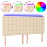 Cumpara ieftin Tablie de pat cu LED, crem, 180x5x118/128 cm, textil
