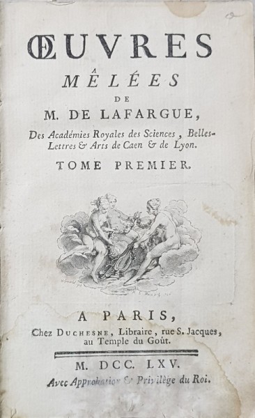OEUVRES MELEES DE M DE LAFARGUE, 2 VOL. - PARIS, 1765