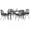 Gossi set de sufragerie de gradina 5 piese neagra sticla poly rattan