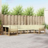 vidaXL Set de canapele de exterior cu pernă 7 pcs Alb și crem 3389044