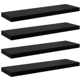 Cumpara ieftin Rafturi de perete 4 buc. negru extralucios, 90x23,5x3,8 cm, MDF
