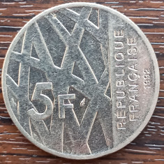 (S) MONEDA FRANTA - 5 FRANCS 1992, 10 ANI DE LA MOARTEA LUI PIERRE MENDES-FRANCE