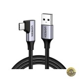 Cablu Date si Incarcare USB-A - USB-C UGREEN US385 Angled 60W 1m Gri