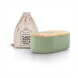 Cutie de p&acirc;ine Lars Nys&oslash;m metal verde cu capac bambus + sac textil