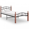 VidaXL Cadru de pat, negru, 90x200 cm, metal și lemn masiv de stejar