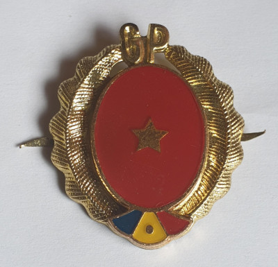 Insigna GP - Garzile Patriotice - COMANDANT DE PLUTON - Ceausescu 1970 foto