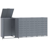 Depozitare cos gunoi cu roti 4 cosuri gri 276x79x117 cm otel