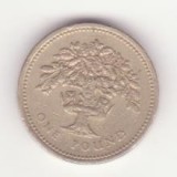 Marea Britanie 1 Pound 1992, comemorativă- Elizabeth II 3rd portrait; English Oak