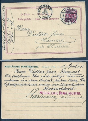 Germany 1898 Old postcard postal stationery Hamm to Belgium D.349 foto