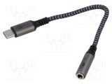 Cablu Jack 3,5mm 3pin USB C 0,15m Goobay negru/gri 3A