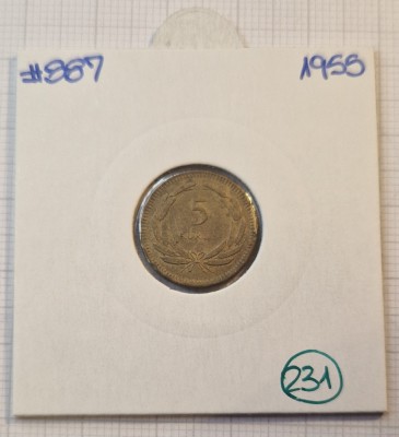 231 Turcia, Turkey, 5 Kurus 1955, KM#887 foto