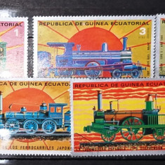 GUINEA ECUATORIALA 1972 - LOCOMOTIVE, SERIE STAMPILATA, PT46