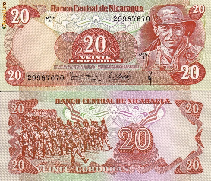 NICARAGUA 20 cordobas 1979 UNC!!!