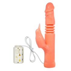 Vibrator Golden Gun cu Telecomanda, Functii Vibratii, Rotatii, Impingere, Natural, 23 cm