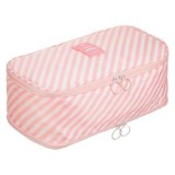 Portfard de călătorie cu 2 compartimente, 28x15x10cm, roz cu dungi albe, CMCLASS