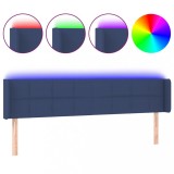 Cumpara ieftin Tablie de pat cu LED, albastru, 203x16x78/88 cm, textil