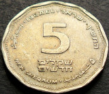 Moneda 5 NEW SHEQALIM - ISRAEL, anul 1990 * cod 3304 - Monetaria Stuttgart