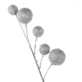 Creangă Decorativă de Crăciun, Bile din Spumă cu Glitter, Argintiu, 77cm, Oem